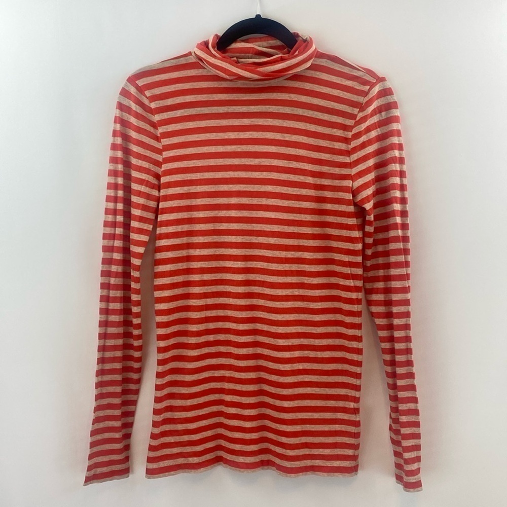 J.Crew 100% Cotton Turtleneck Stripped Pull Over Long Sleeve Top